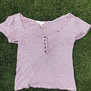 light pink and burgundy striped top